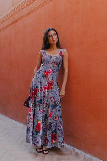 VESTIDO TERCIOPELO GRIS