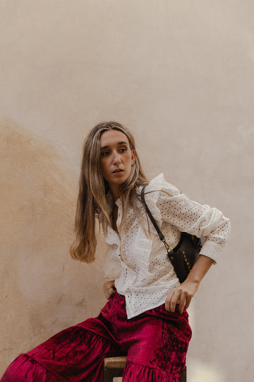 FALDA PANTALÓN TERCIOPELO BURDEOS