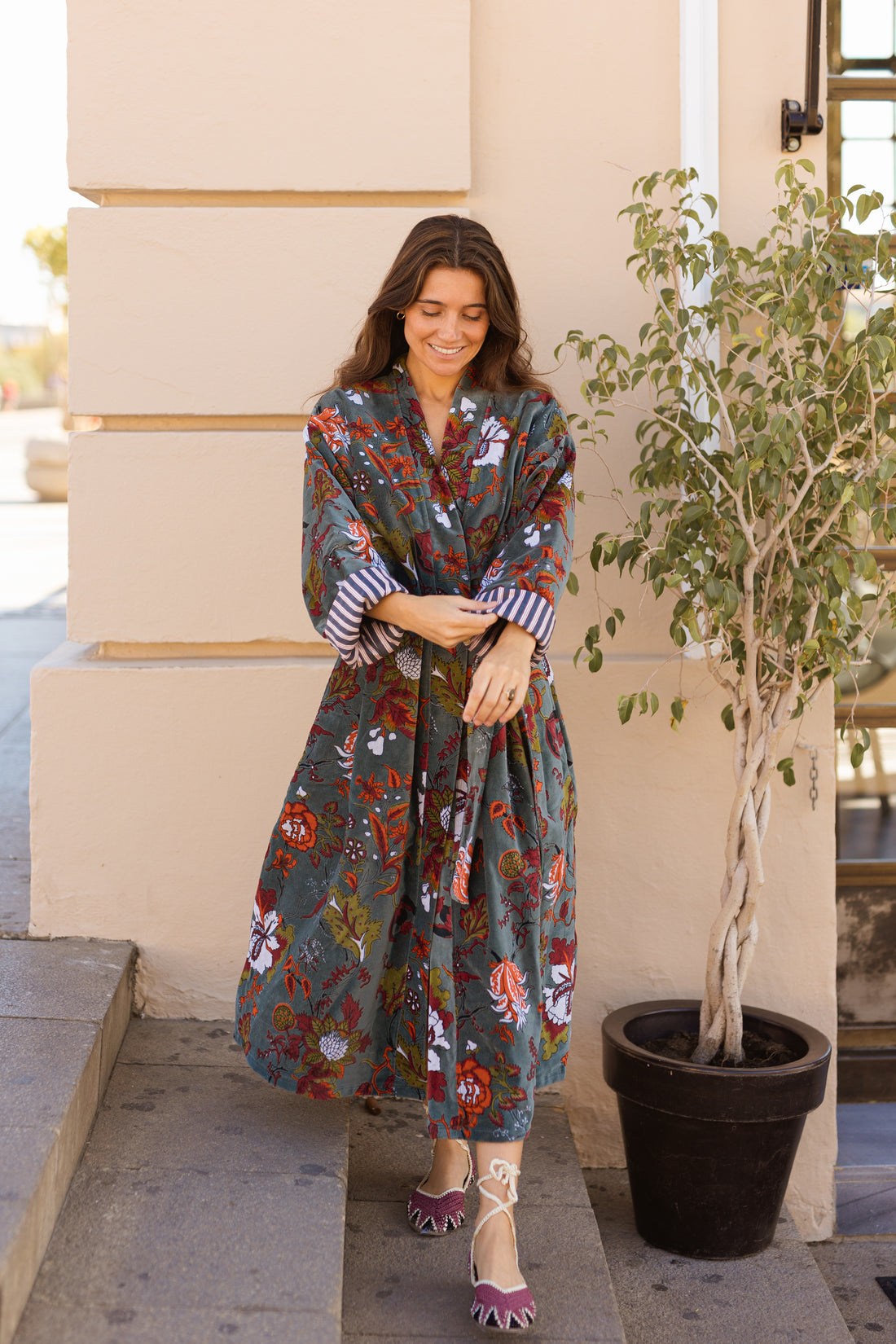 KIMONO TERCIOPELO GRIS