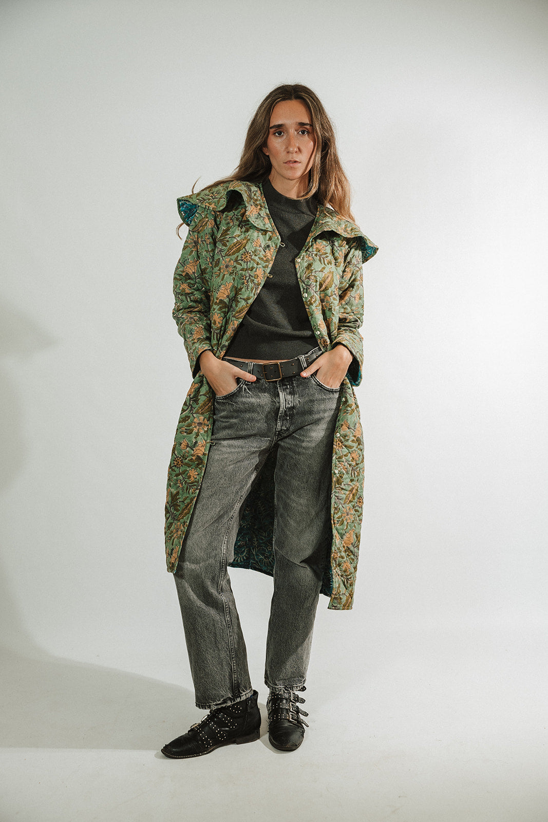 ABRIGO REVERSIBLE VERDE Y AZUL