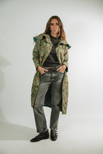 ABRIGO REVERSIBLE VERDE Y AZUL