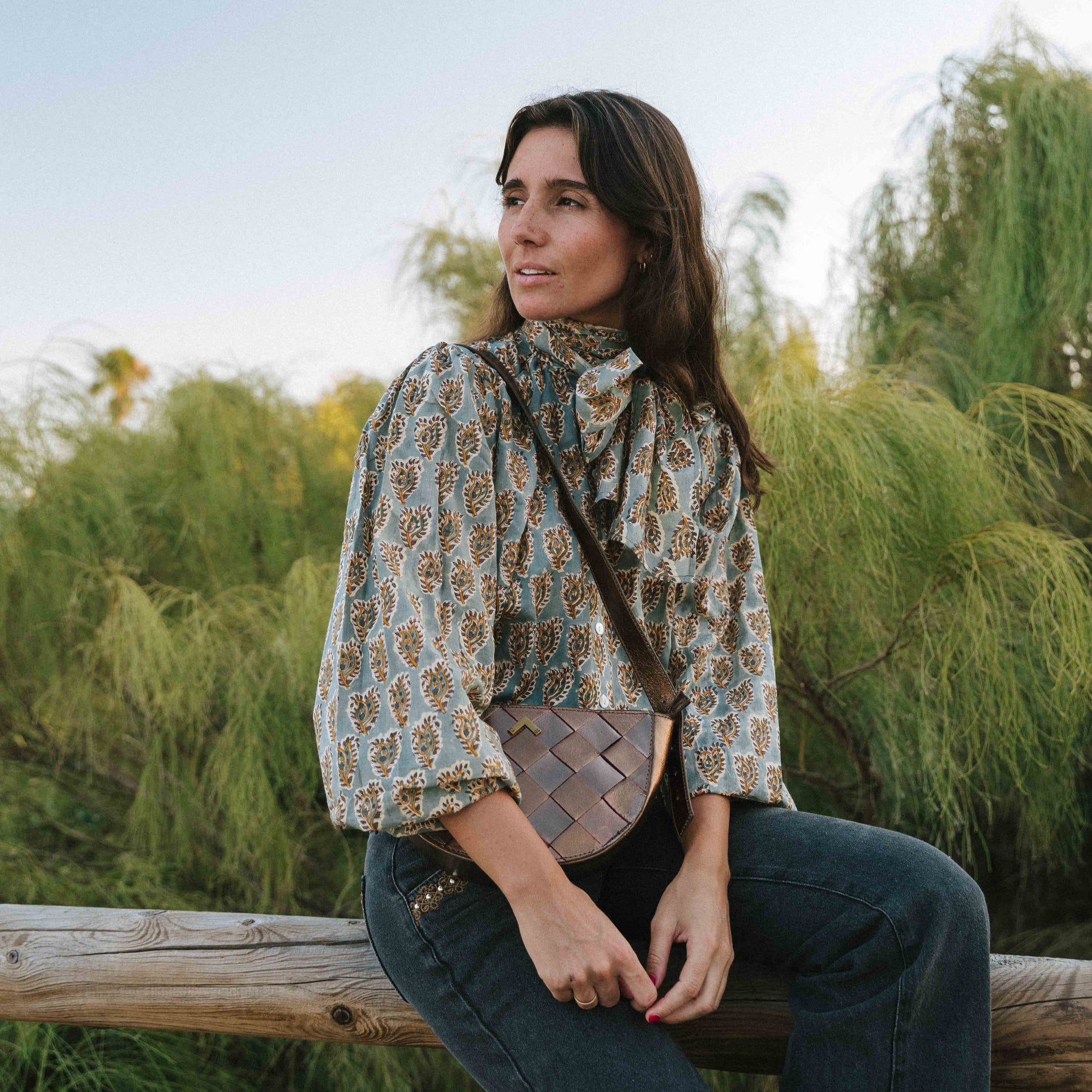 CHEMISE IKAT MARRON