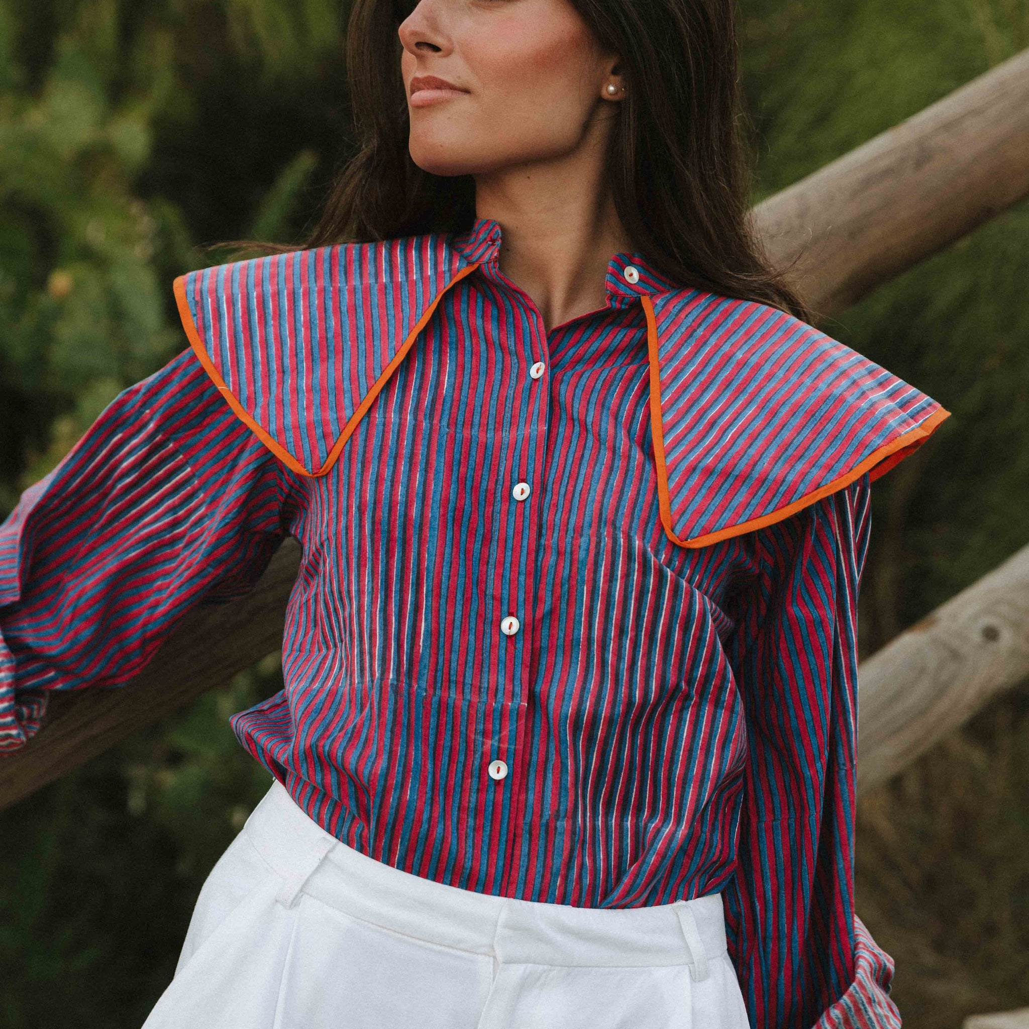 CHEMISE À RAYURES BORDEAUX