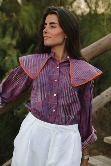 CHEMISE À RAYURES BORDEAUX