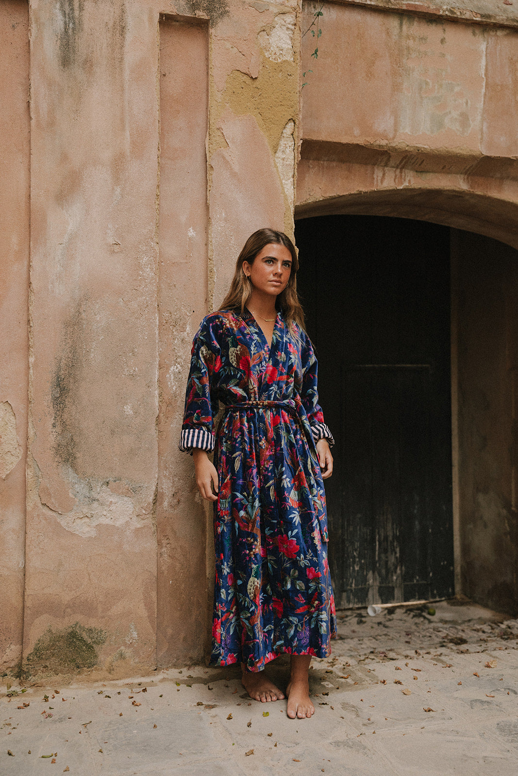 KIMONO TERCIOPELO AZUL MARINO