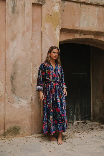 KIMONO TERCIOPELO AZUL MARINO