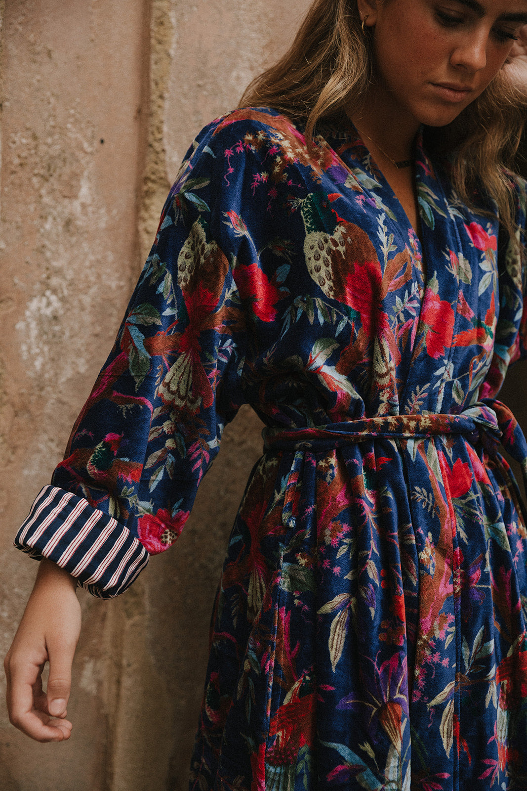 KIMONO TERCIOPELO AZUL MARINO