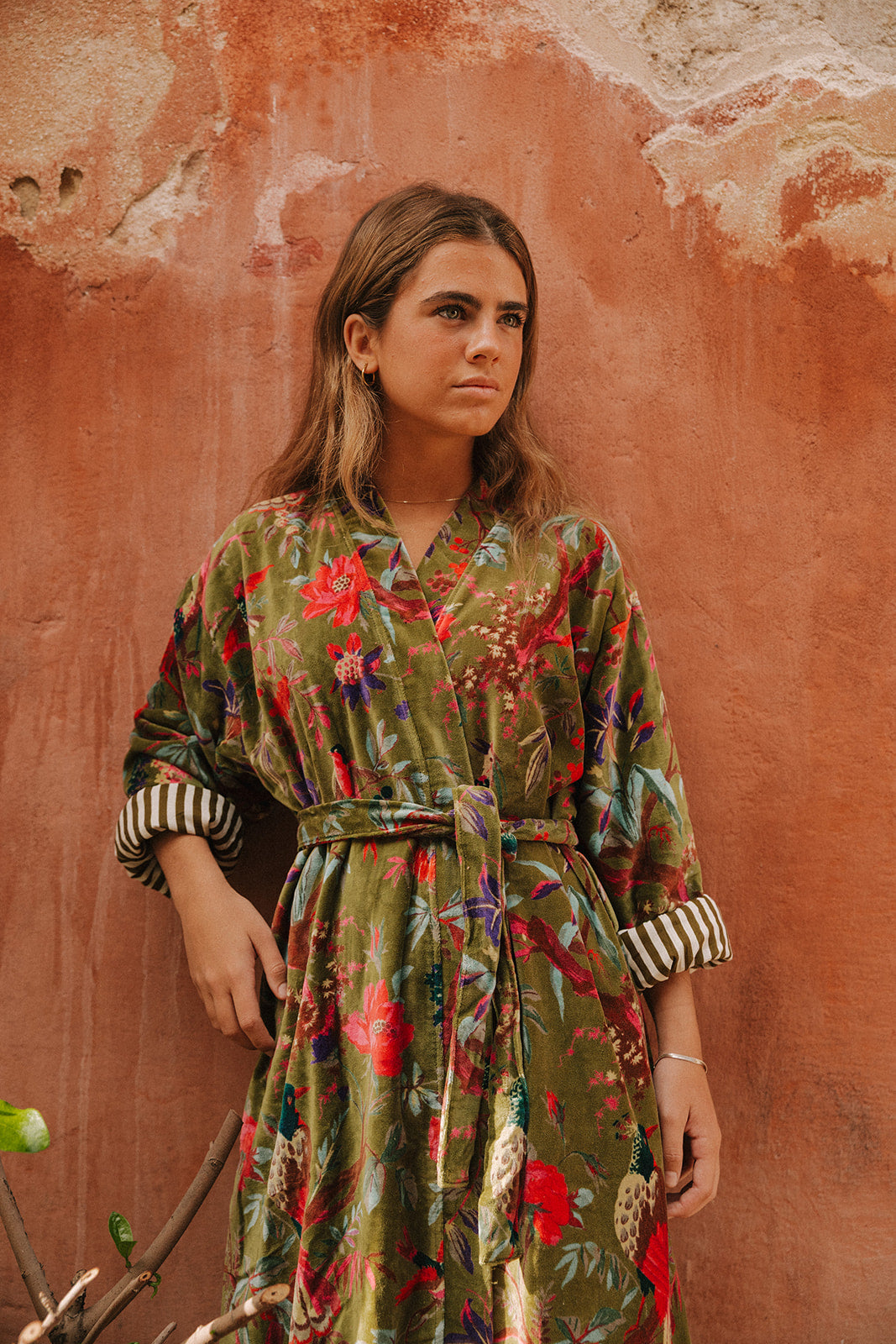 KIMONO TERCIOPELO VERDE OLIVA