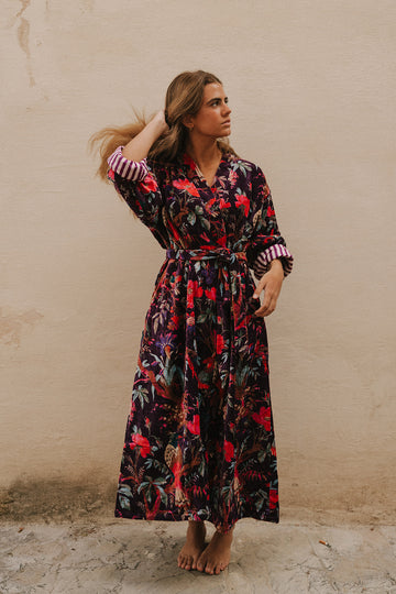 KIMONO TERCIOPELO BERENJENA OSCURO