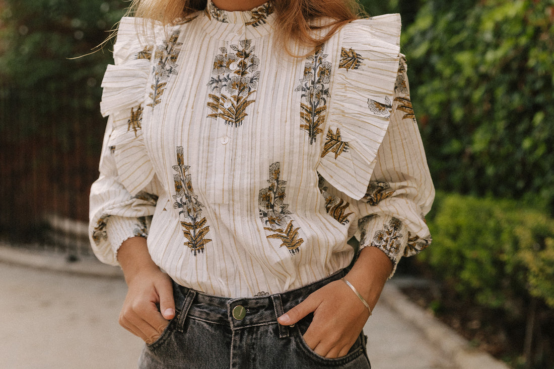 CAMISA AMARILLA Y GRIS