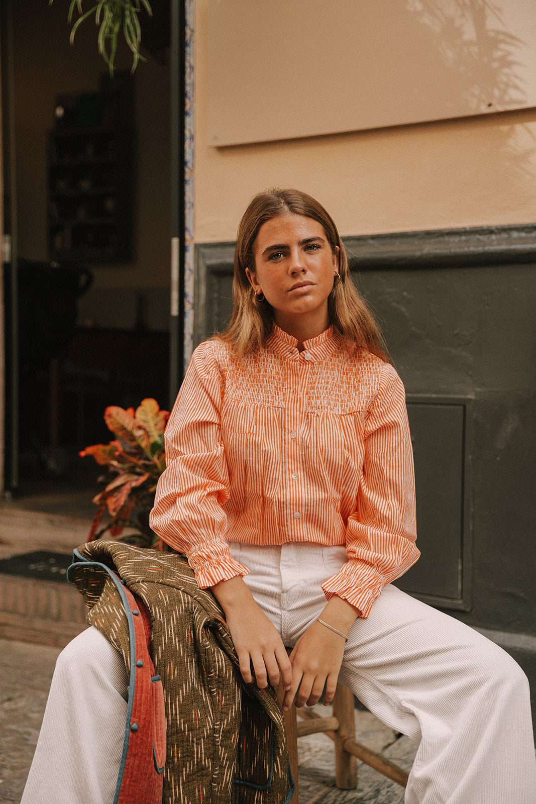 CAMISA RAYAS NARANJA