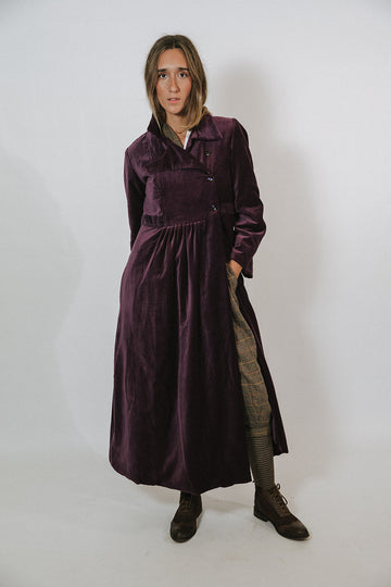 ABRIGO TERCIOPELO BERENJENA