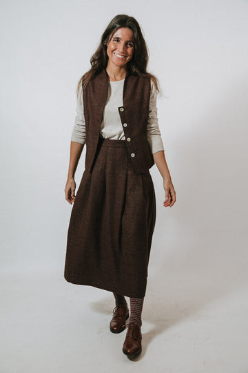 FALDA CUADROS BERENJENA