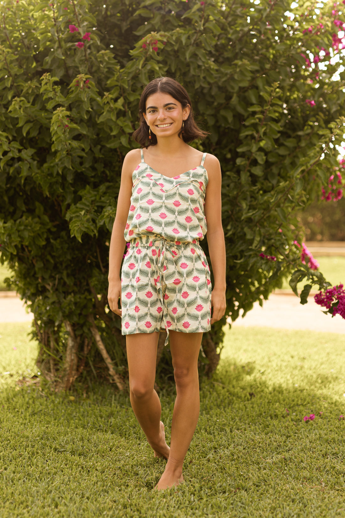 PIJAMA CORTO VERDE Y ROSA