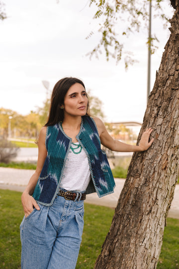 BLUE IKAT VEST