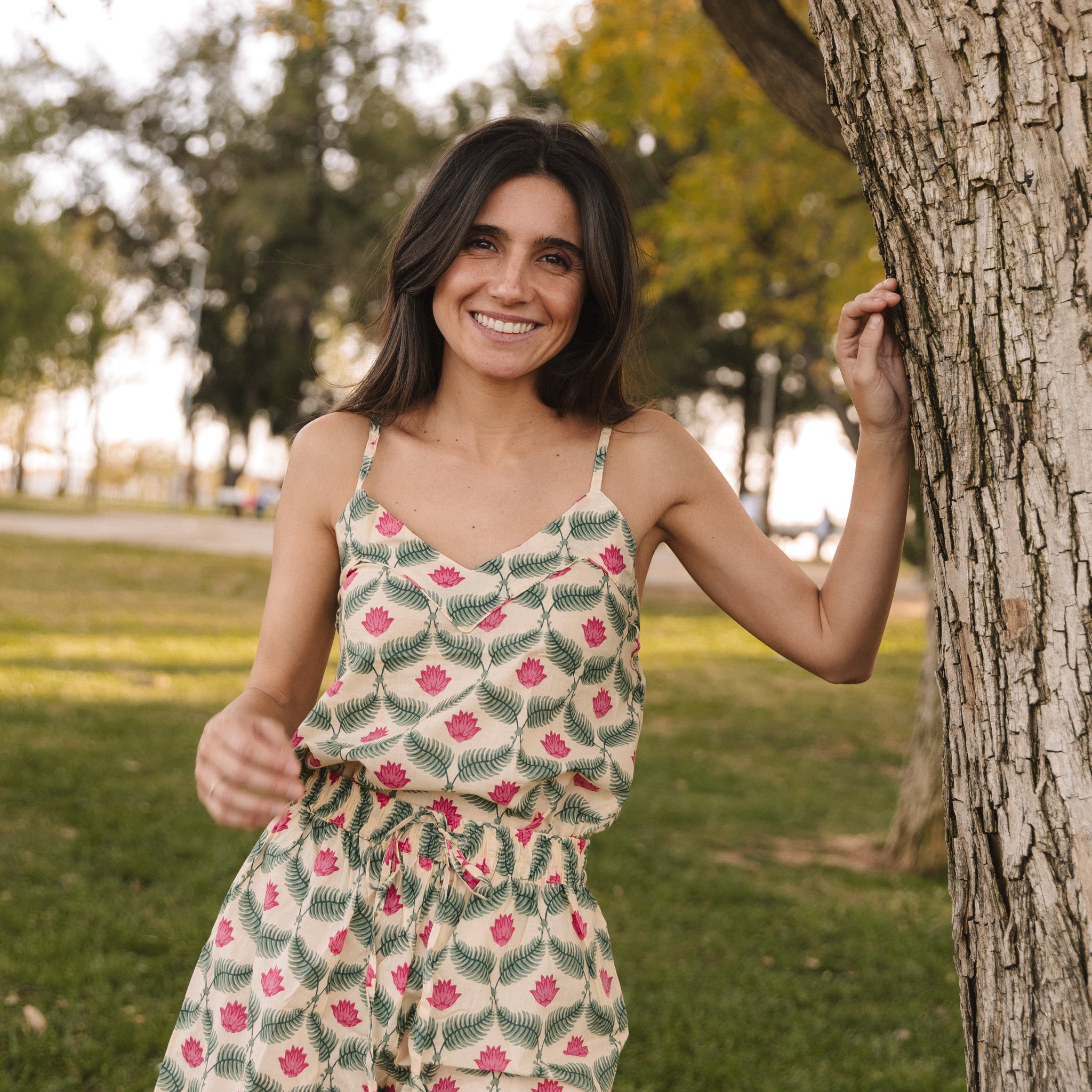 PIJAMA CORTO VERDE Y ROSA