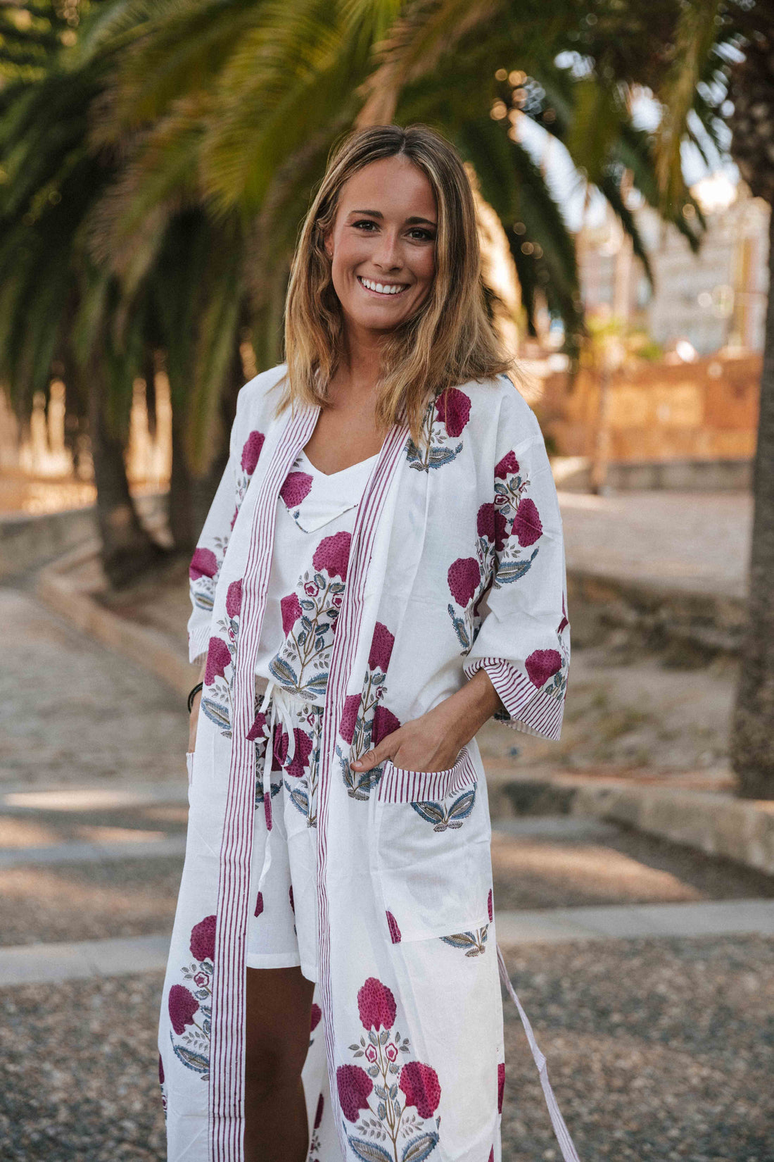 KIMONO ALGODÓN FLORES BUGANVILLA