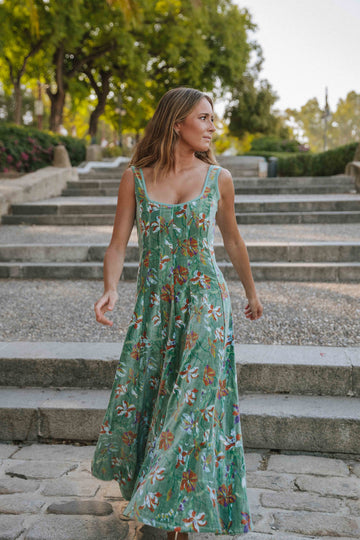 VESTIDO TERCIOPELO VERDE CLARO