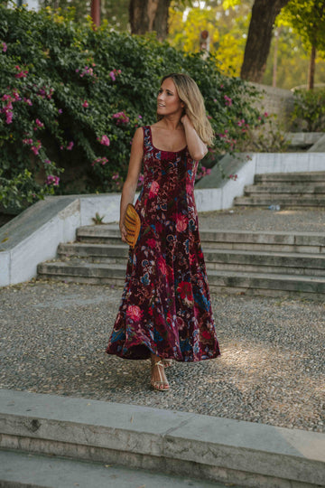 VESTIDO TERCIOPELO BERENJENA