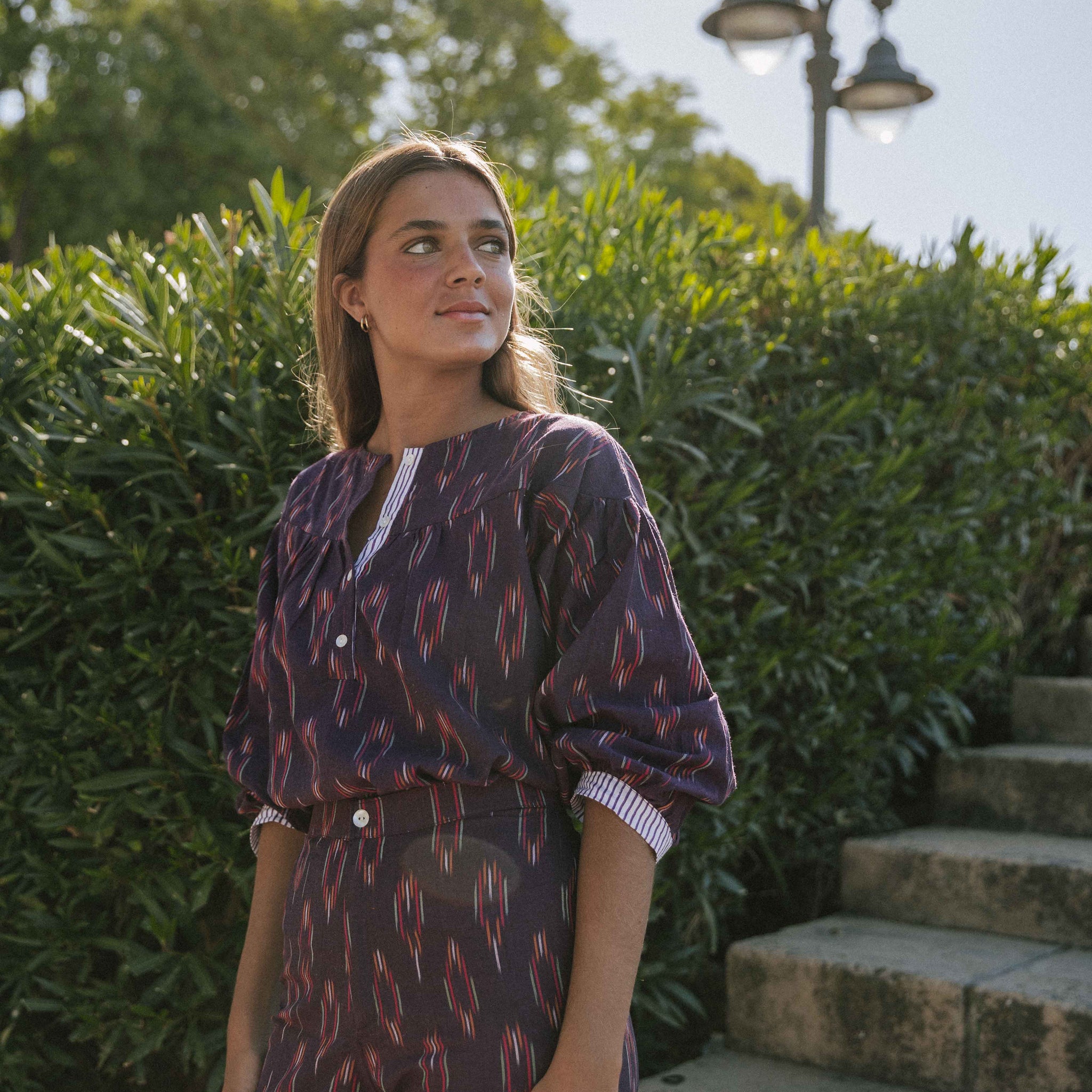 CAMISA IKAT BERENJENA