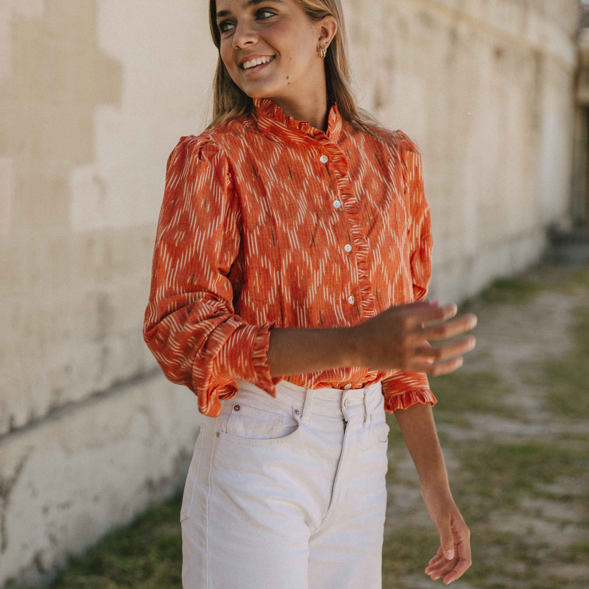 CAMISA IKAT NARANJA