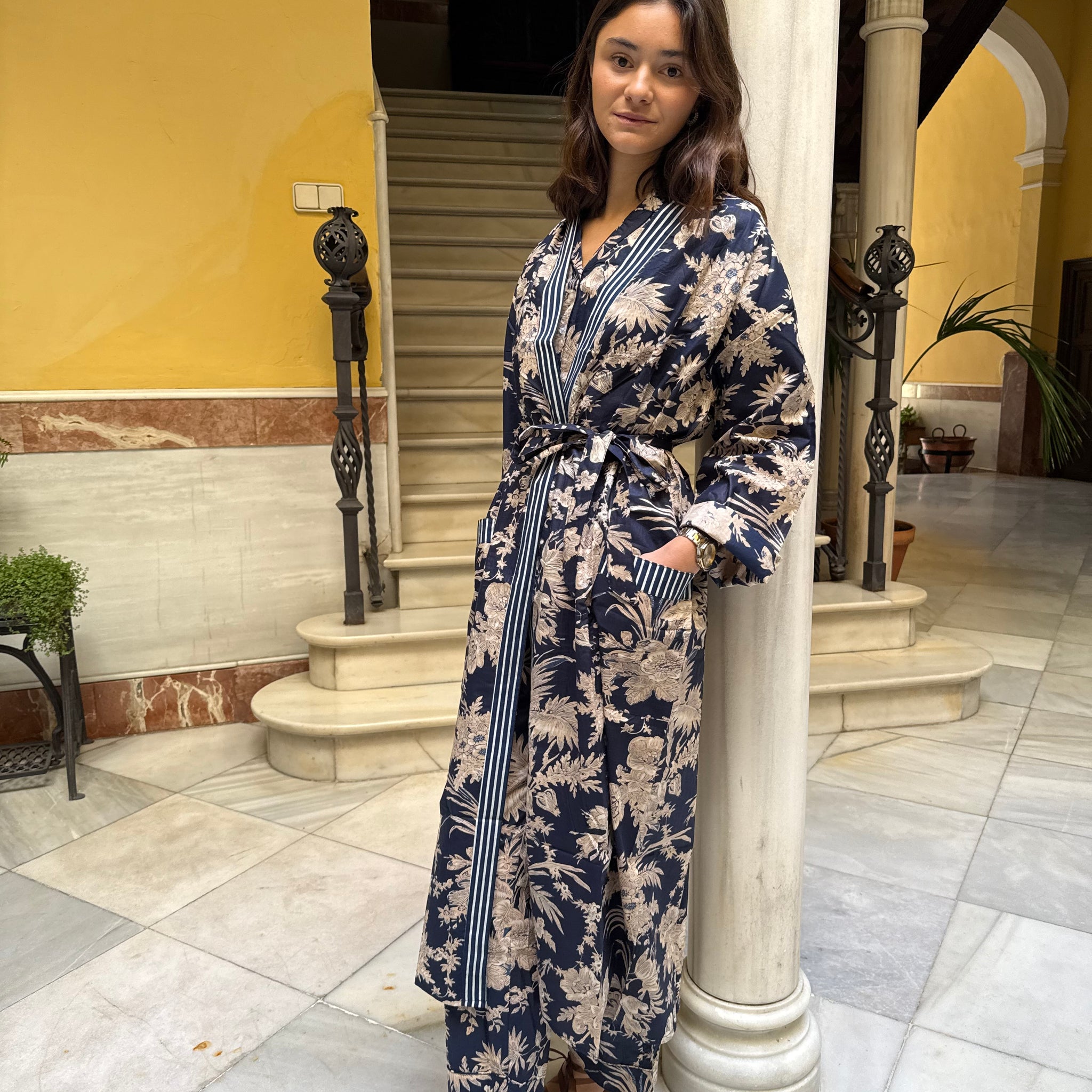KIMONO ALGODÓN AZUL MARINO