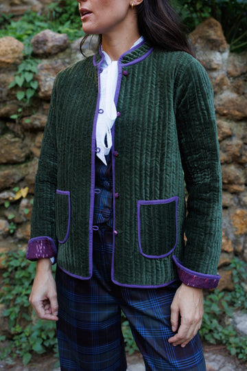CHAQUETA REVERSIBLE VERDE Y MORADA