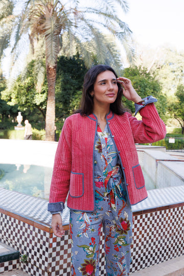 CHAQUETA REVERSIBLE SALMÓN Y GRIS